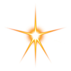 Orange glowing star flare with transparent background