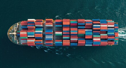 Cargo ship, containers spell out word