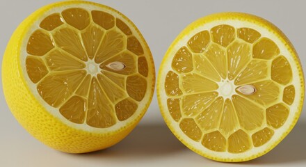 Two halves of a stylized lemon