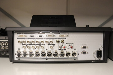 Obraz premium Back of an old radio control panel.