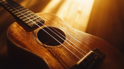 Fototapeta premium A close up image of a wooden ukulele instrument