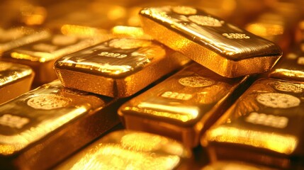 Gleaming Gold Bullion in Showcasing Display Case