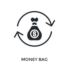 Money Bag Icon Glyph Style. Vector Illustration For Graphic Design