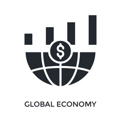 Global Economy Icon Glyph Style. Vector Illustration For Graphic Design