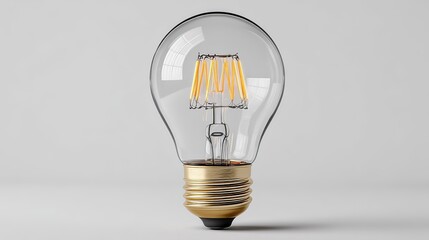 Vintage Edison Bulb with Golden Base, Warm Glow, Ideal for Industrial and Retro Interior Design, 3D Rendering