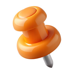 Orange Push Pin 3D Illustration Icon

