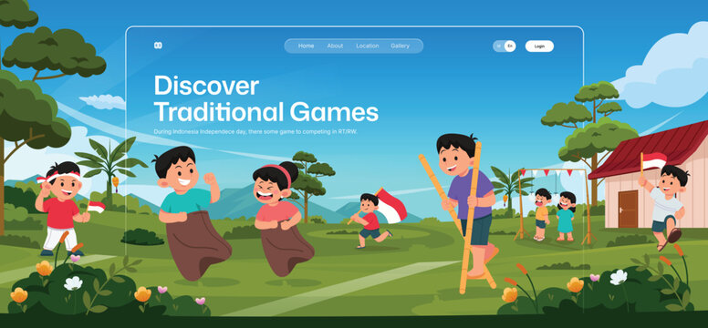 Indonesian Independence Day Traditional Games UI Illustration Pack – 17 Agustus Celebration Design