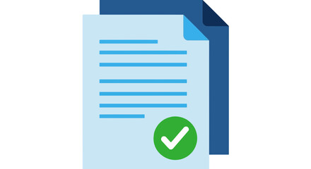 Vector art of a document with lines of text and a green checkmark indicating approval or completion