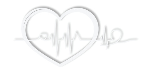 Heart Symbol with Infinity and Pulse Lines in White Minimalist simple graphic design.