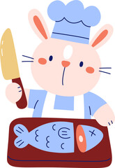 Chef Rabbit Preparing Fish