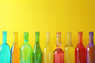 Premium Quality Picture of Colorful Bottles on Bright Background