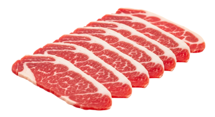 Fresh raw beef slices isolated on transparent background premium cuts for grilling, roasting, and searing, delivering exceptional flavor and tenderness in every bite
