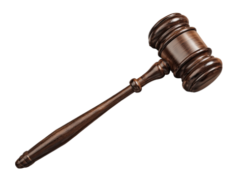 Wooden gavel on black background - Powered by Adobe