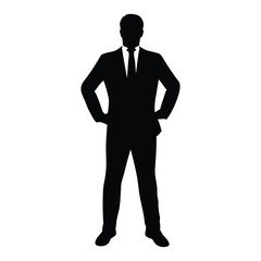 Silhouette of businessman in suit vector illustration for business and corporate design needs