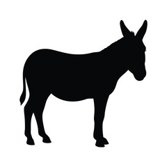 Isolated black donkey silhouette vector illustration farm animal equine mammal drawing mule burro