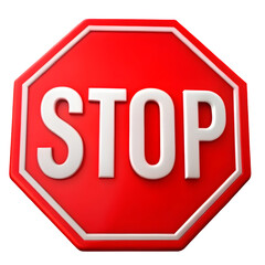 Red Stop Road Sign 3D Icon

