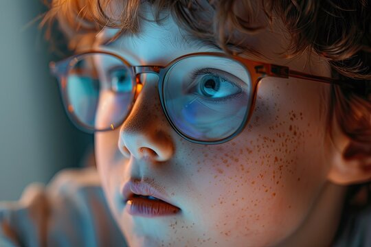 Ultra Quality Picture of Close Up Kid During Online Class