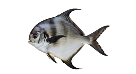 A captivating spadefish isolated on transparent background, exhibiting its distinctive stripes and elegant fins in a stunning display of aquatic beauty and marine life