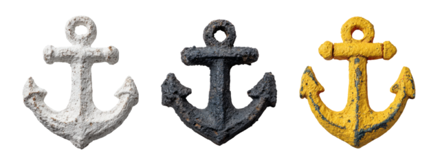 Isolated Anchors in Various Colors against Transparent Background