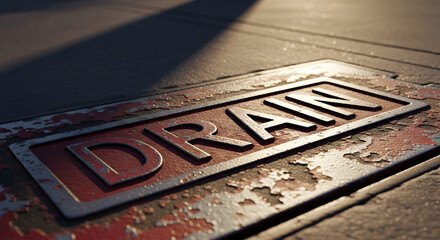 Weathered Drain Cover In Sunlight On The Street Capturing Urban Decay
