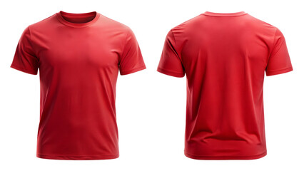 Red T-Shirt Round Neck Template From Two Sides

