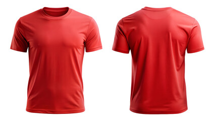 Red T-Shirt Round Neck Template From Two Sides

