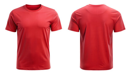 Red T-Shirt Round Neck Template From Two Sides

