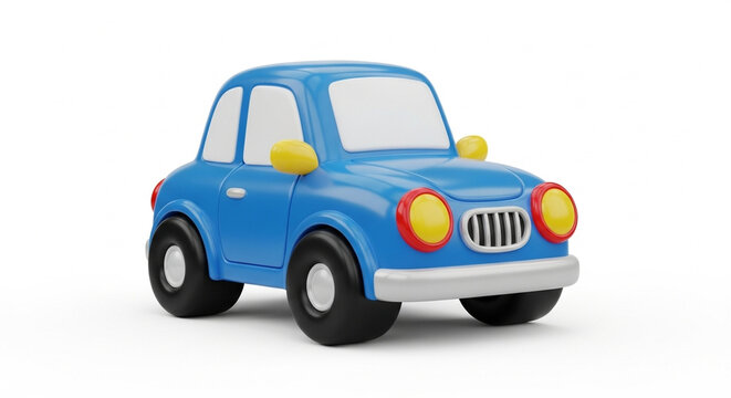 Cartoon glossy car blue with yellow details
