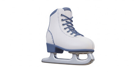 Single ice skate white with blue accents isolated