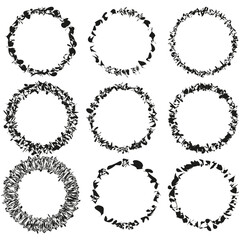 Floral wreath elements. Leafy circle frames. Organic nature Vector. Decorative border illustration.