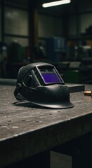 Welding helmet on workbench (1)