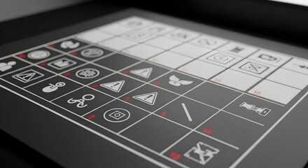 Abstract Grid With Assorted Pictograms for Game Design or Visual Communication Aid