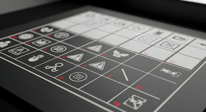 Abstract Grid With Assorted Pictograms for Game Design or Visual Communication Aid