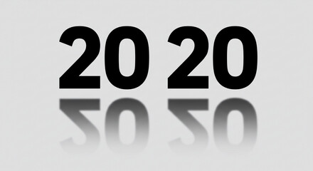 Bold black 2020 numbers with reflection on a clean grey background. Represents new year, future, business, vision, and planning. Ideal for modern corporate or event marketing