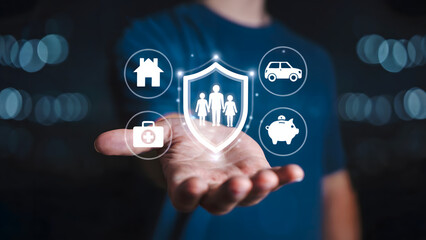 Fototapeta premium Secure your family's future with comprehensive protection for home, health, car, and savings