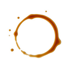 A coffee ring stain with droplets isolated on transparent background