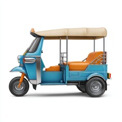 Obraz premium Bright blue and orange three wheeled auto rickshaw