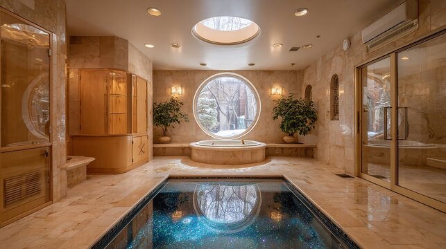 Luxurious indoor pool and spa area