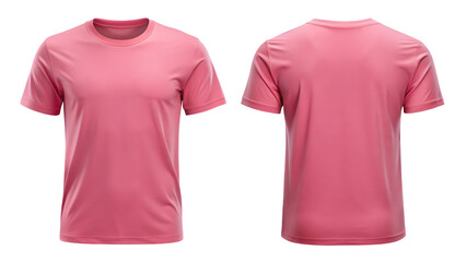 Pink T-Shirt Round Neck Template From Two Sides

