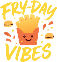 Fry-Day Vibes Funny T-Shirt Cute Food Gift Tee