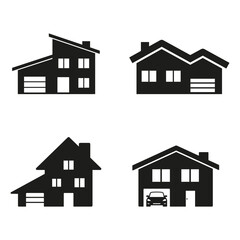 House icon set in black color. Vector isolated illustration