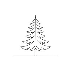 Obraz premium Elegant continuous line art drawing of a Christmas tree simple design
