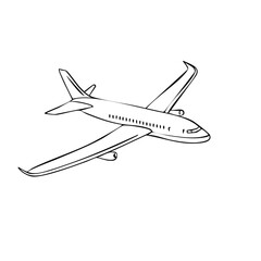 Commercial Airplane in Flight Stylized Outline Illustration for Travel and Aviation Concepts