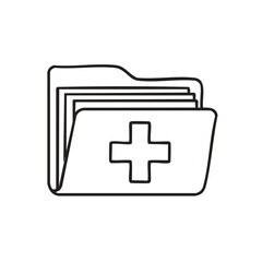 Obraz premium Medical Folder with Plus Symbol Icon in Outline Style