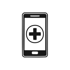 Fototapeta premium Smartphone icon with medical cross for digital health and mobile healthcare services