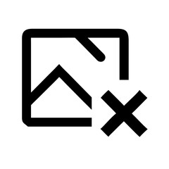 Obraz premium Remove image icon with a landscape inside a frame and a cross symbol indicating deletion or removal option