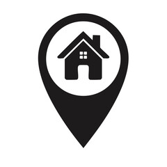 House Location Pin Pointer Real Estate Navigation App Icon Design Element