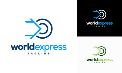 World Express delivery logo, Logistic company vector logo template