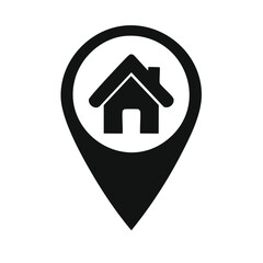House location pointer icon marking home address, real estate, or delivery point on maps