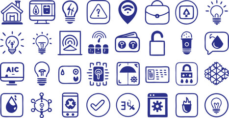 Fototapeta premium Smart Home Technology and Internet of Things Icons Collection home automation
